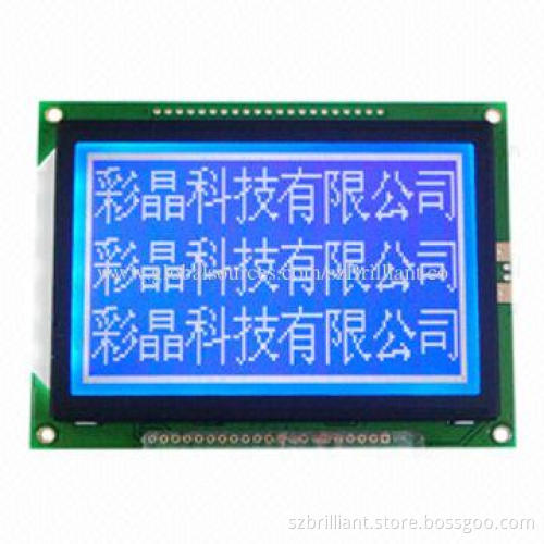 128x64 Monochrome LCD Display Module, Supports Parallel Communication, 3V/5V, STN Blue White